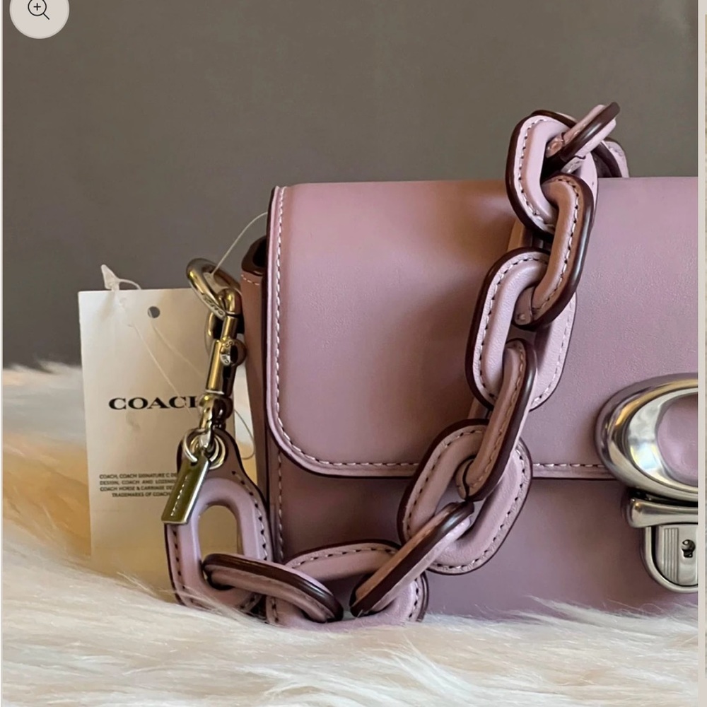 Coach Leather Covered Short Chain Strap Purple